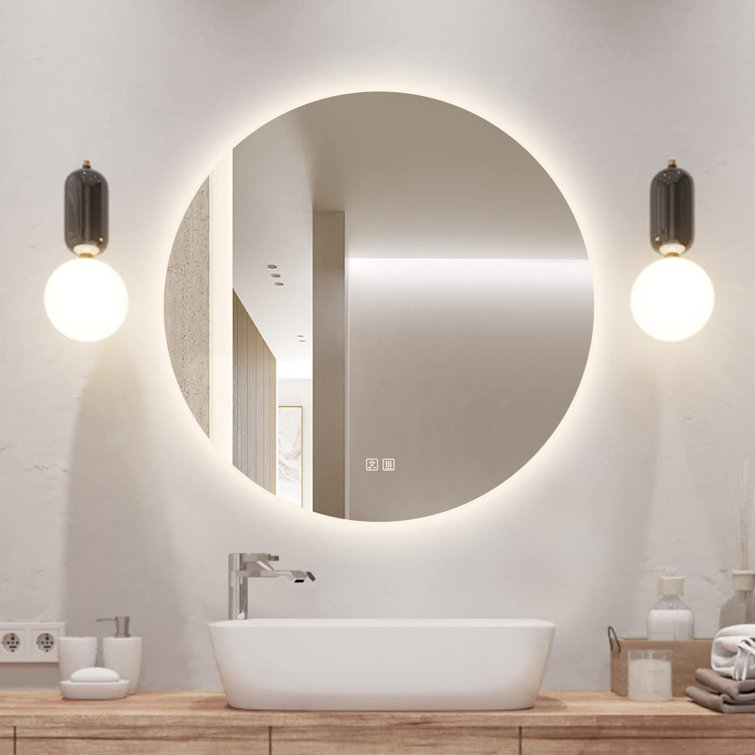 Orren Ellis Sinh Round LED Wall Mirror & Reviews Wayfair